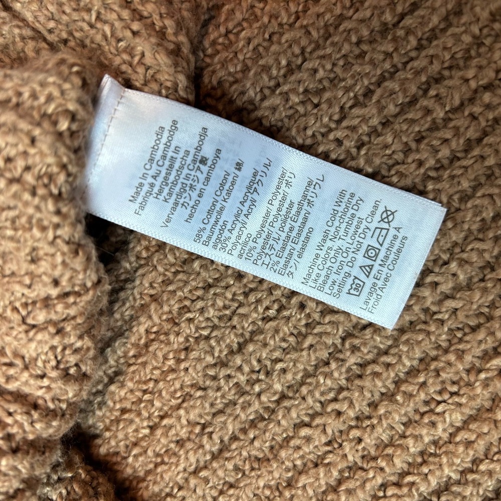 J.Crew Womens Mock Neck Diagonal Cable Knit Sweater Camel Tan Brown Small - Picture 6 of 7